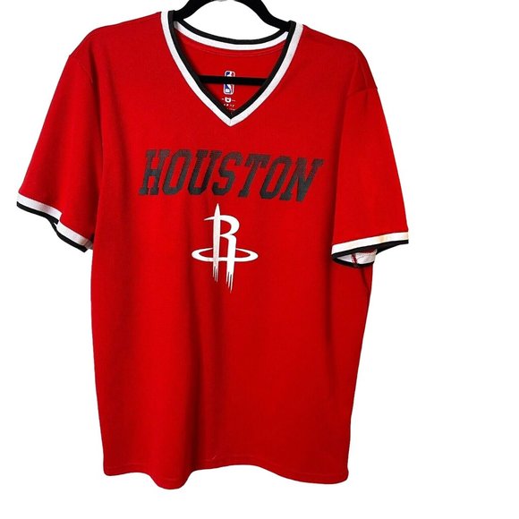 Houston Rockets Short Sleeve V Neck Shirt Red Men's L NBA Official Merchandise - Picture 1 of 10